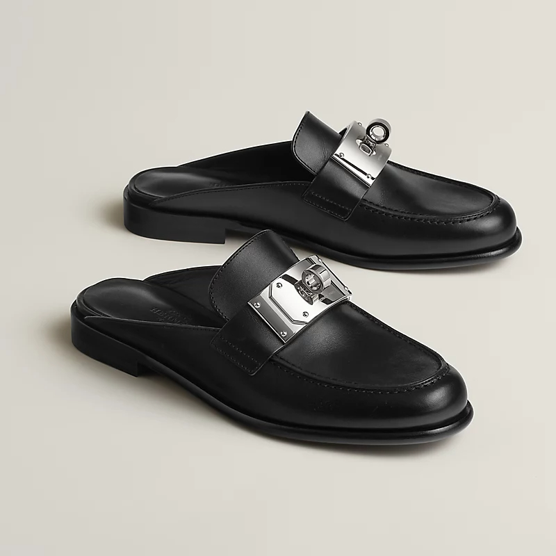 HERMES Iota Mule Black Slippers