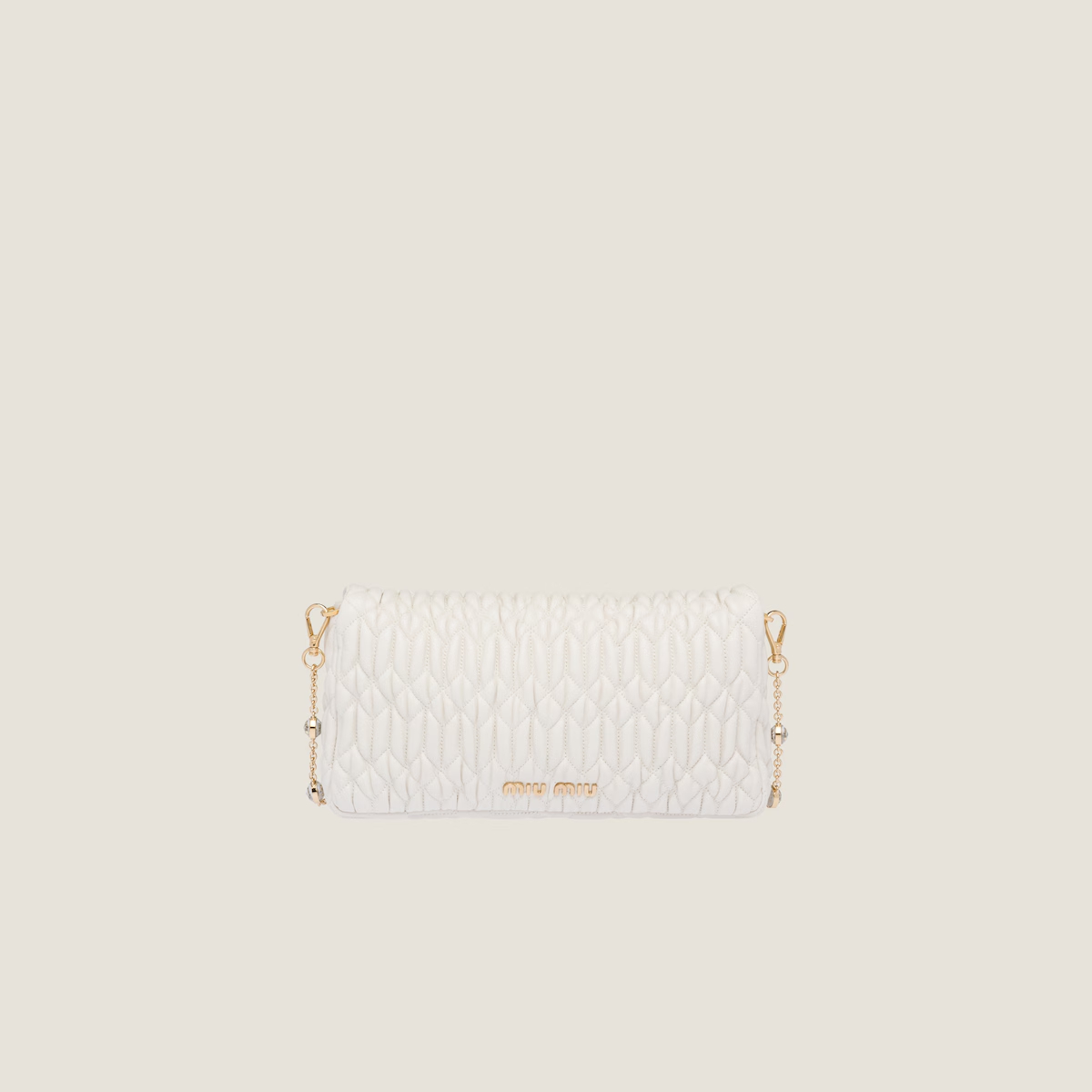 Miu Miu Quilted Lambskin Leather white Shoulder Bags