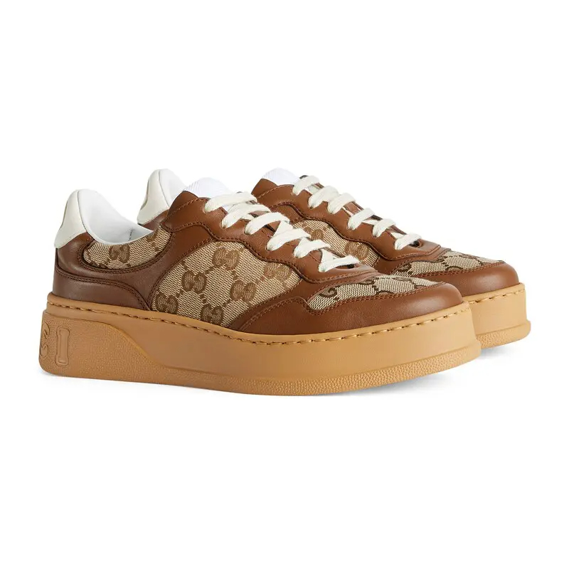 Gucci GG printed embossed sports shoes brown Sneakers