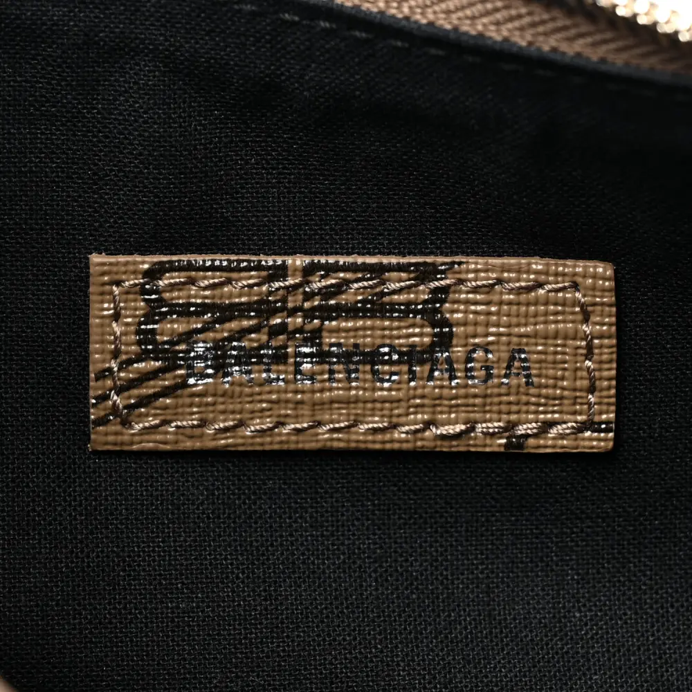 Balenciaga XS Le Cagole Shoulder Bag Beige/Brown Coated Canvas BB Monogram Silver Hardware