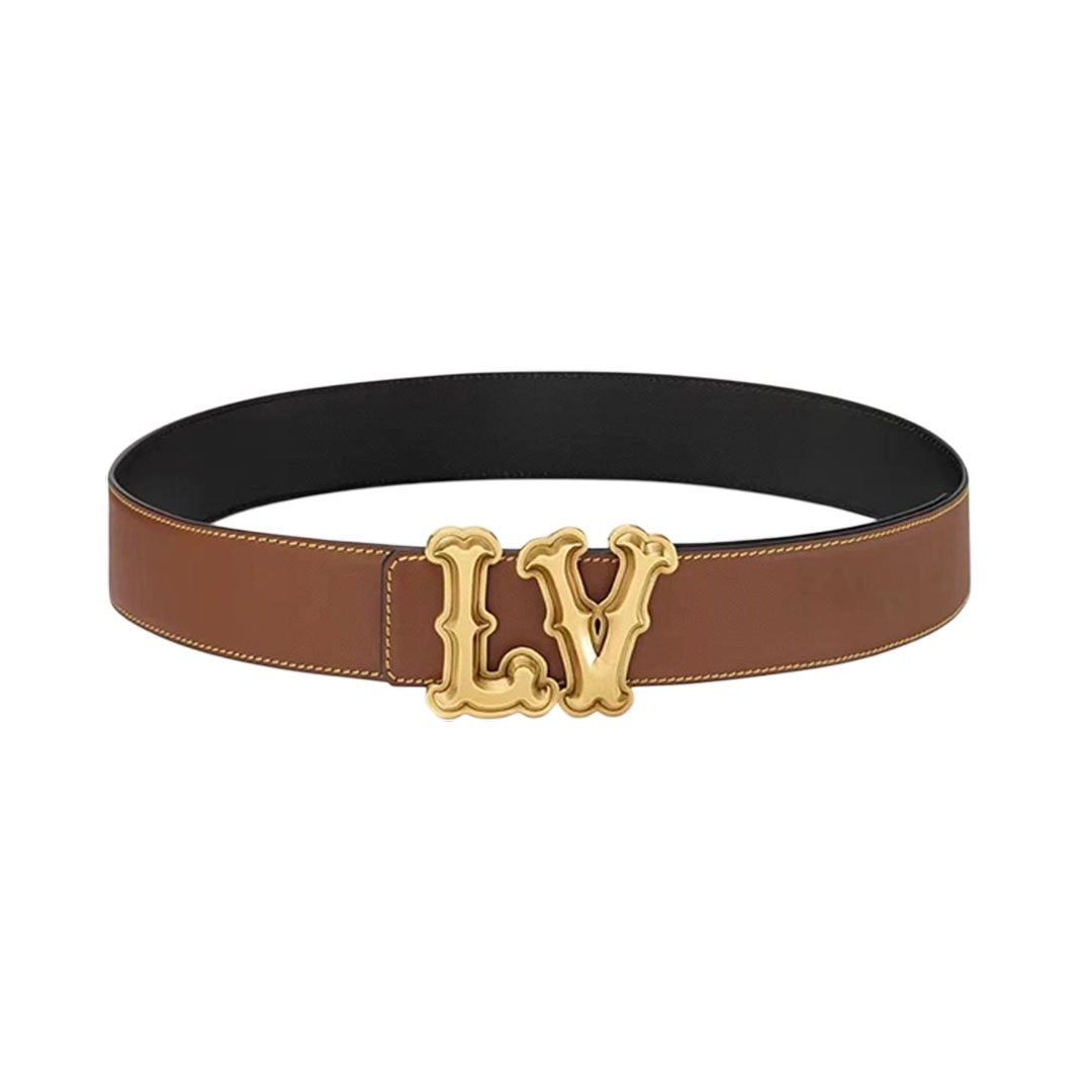 Louis Vuitton Men's LV Ranch Reversible Belt In Black/Brown Calfskin With Gold/Silver Hardware 40mm