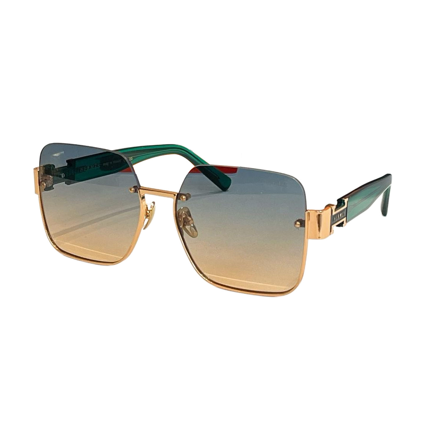 Hermès square frame glasses orange/green/white/purple white/leopard/black color Size 59口18-145