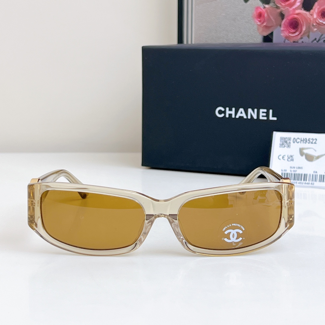 CHANEL square frame glasses tawny color size 56-18-137