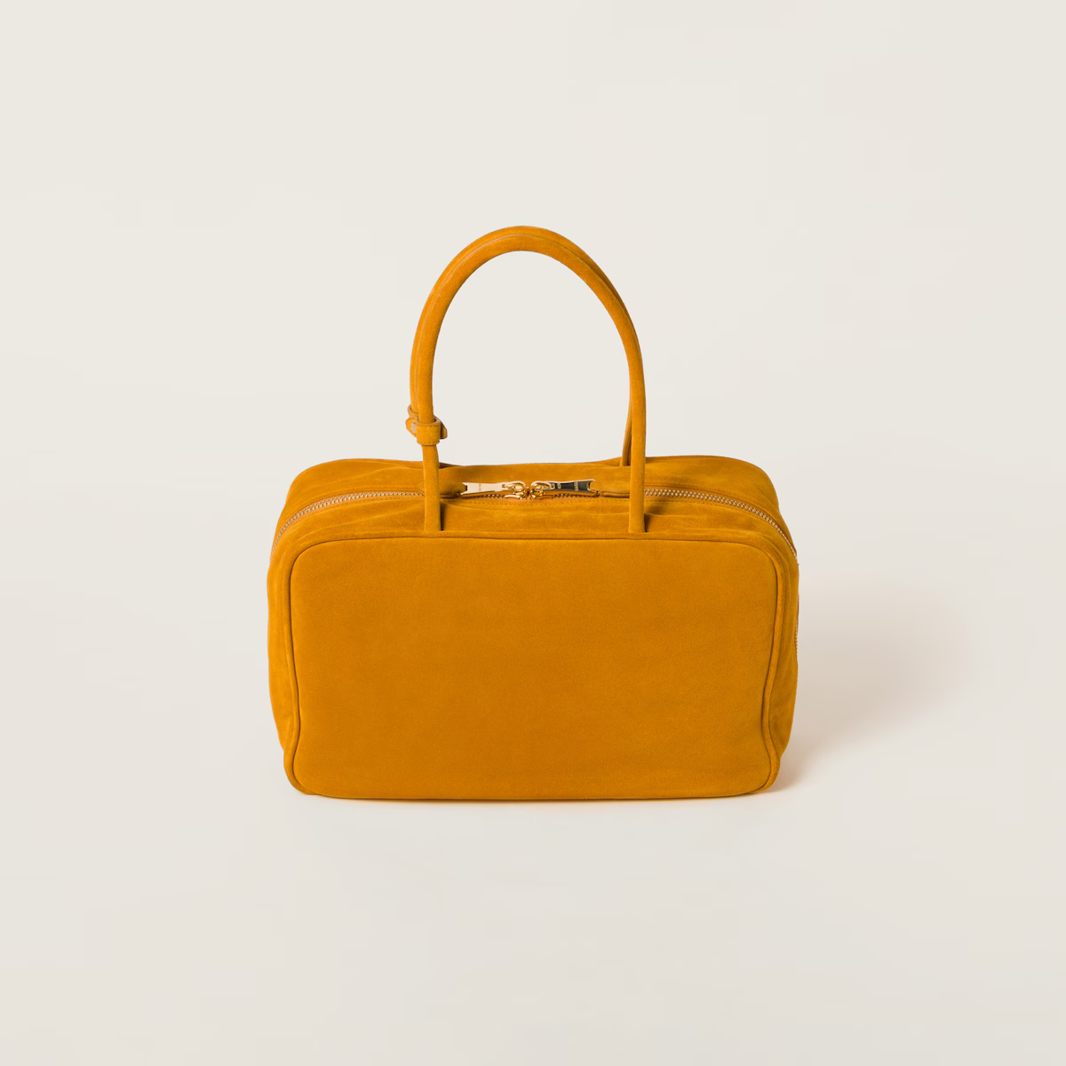 Miu Miu Beau Suede Leather Yellow Top-Handle Bags