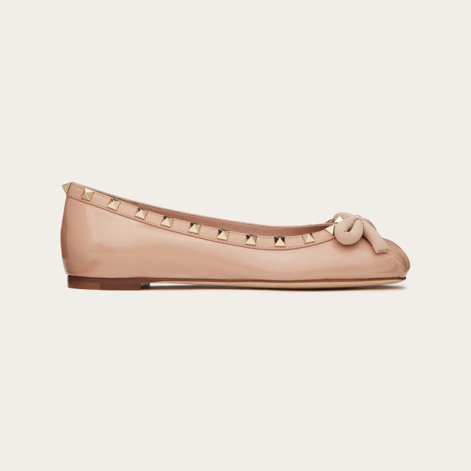 VALENTINO Studded patent leather ballet flats