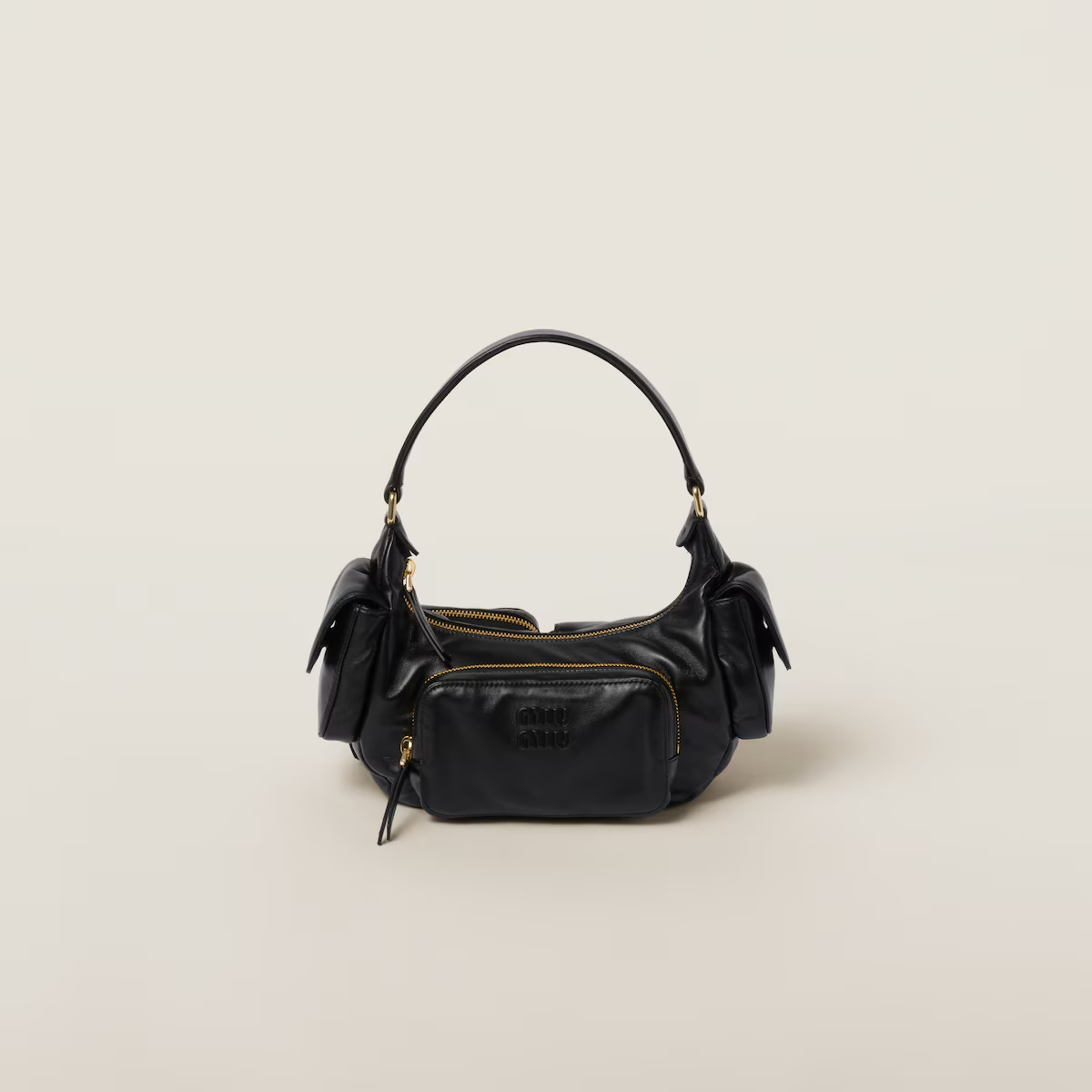 Miu Miu Pocket Leather Black Top-Handle Bags