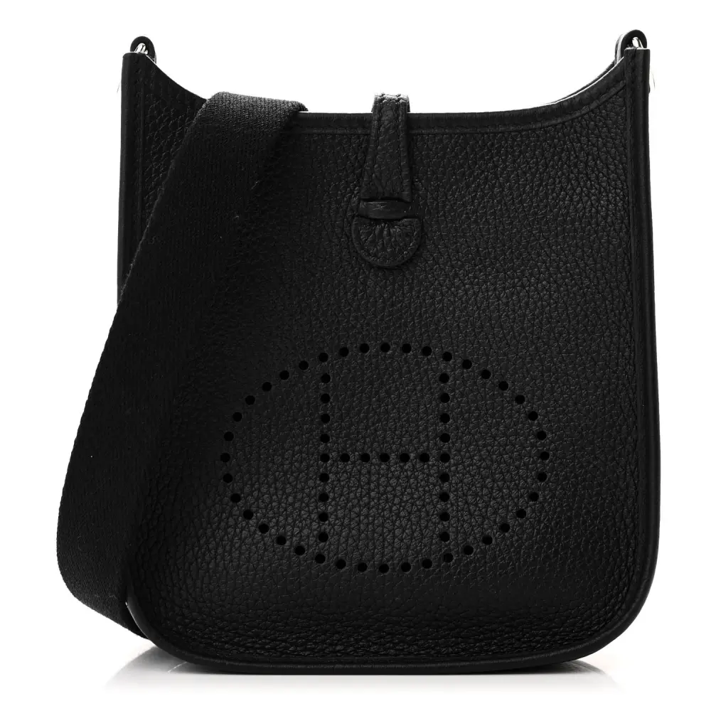 Hermès Evelyne TPM Black Taurillon Clemence Leather Silver Hardware
