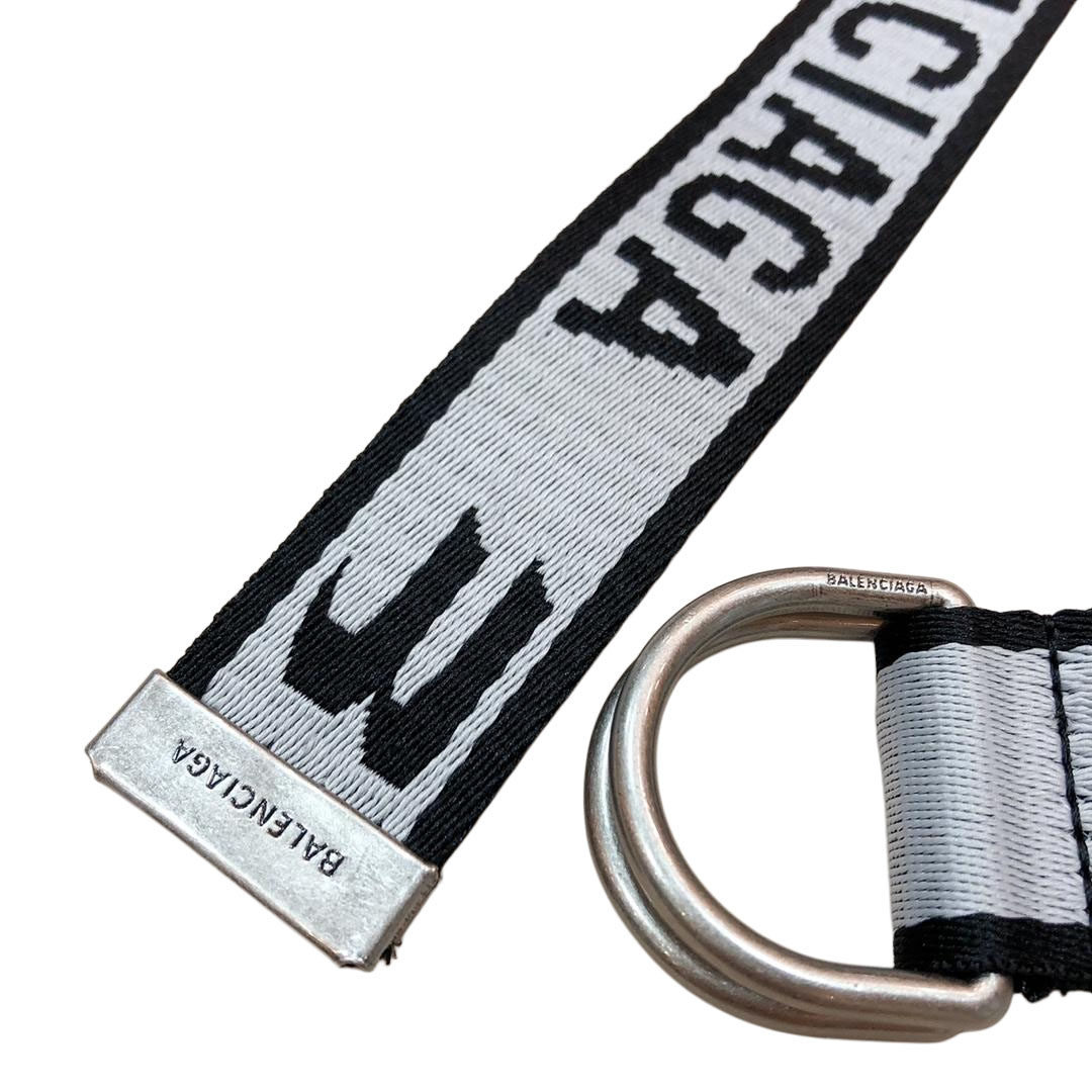 Balenciaga Men's D Ring Belt In Balenciaga Grey/Green Webbing With Silver Hardware 40mm