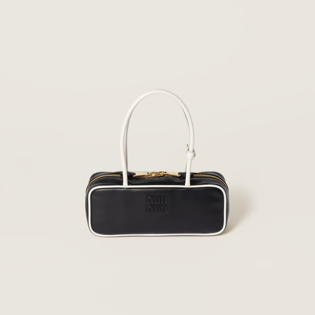 Miu Miu Calfskin Leather Beau Black Top-Handle Bags