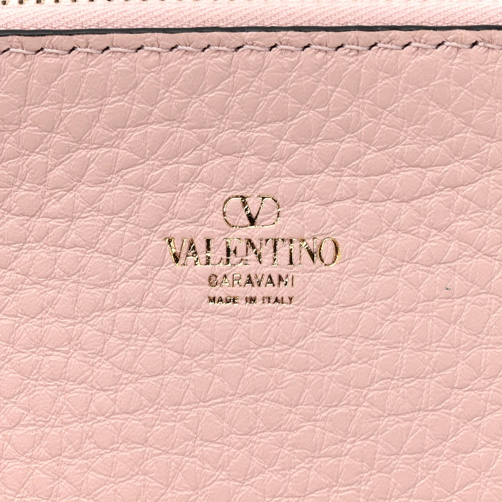 Valentino Garavani Medium Rockstud Tote Black/Rose Quartz Grainy Calfskin Leather Gold Hardware