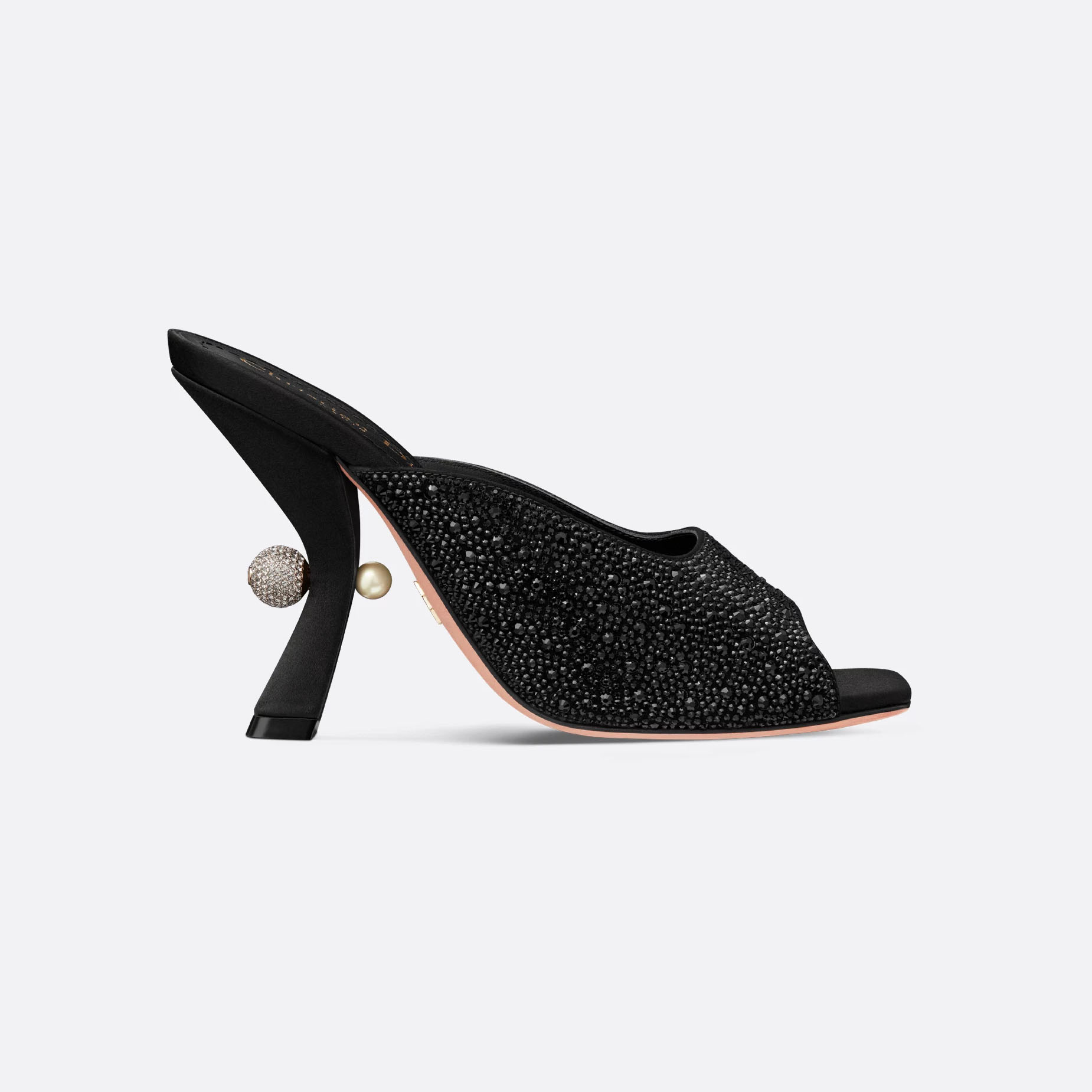 Dior black high-heeled slippers