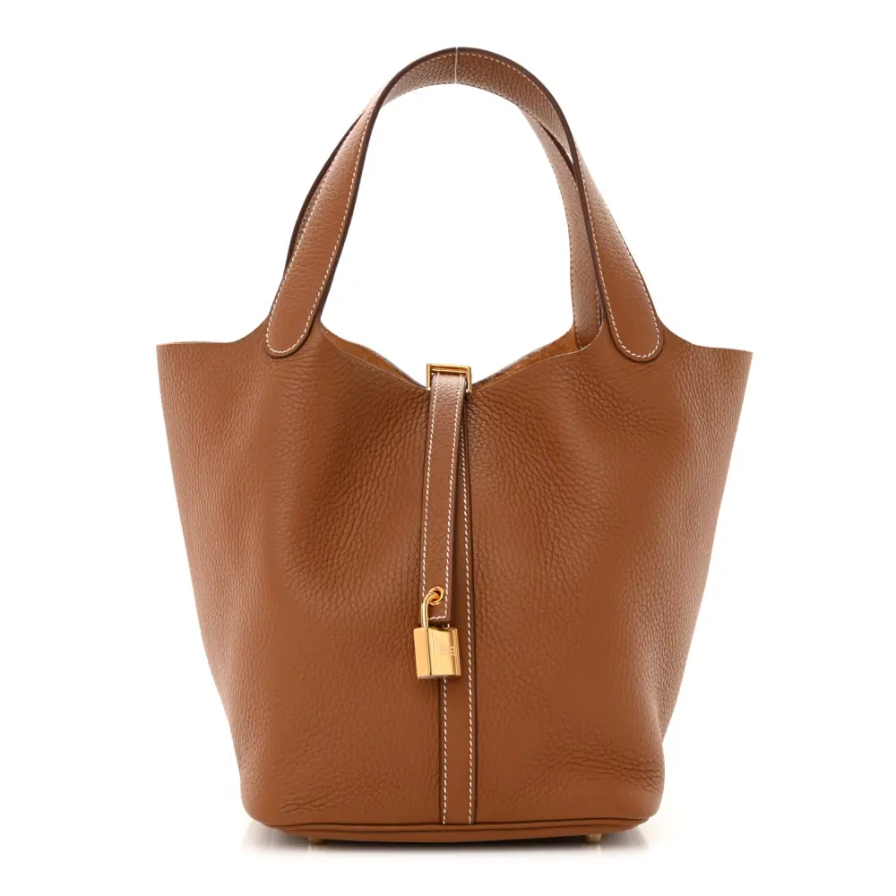 Hermès Picotin Lock 22 MM Brown Taurillon Clemence Leather Gold Hardware