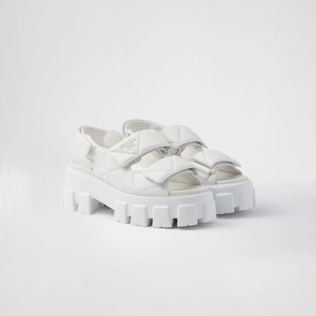 PRADA White Monolith Nappa leather sandals