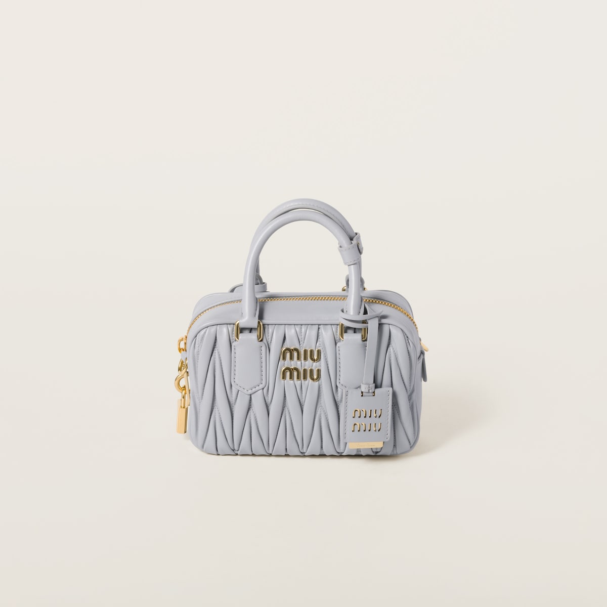 Miu Miu Arcadie matelassé Quilted Lambskin Leather Blue Top-Handle Bags