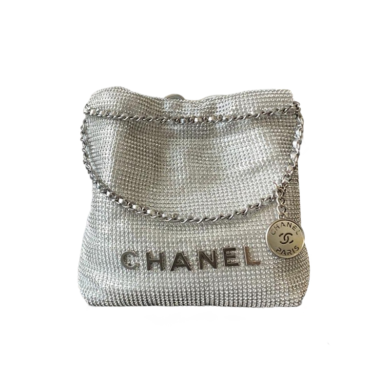 Chanel 22bags Silver Woven Cowhide Shoulder Bags