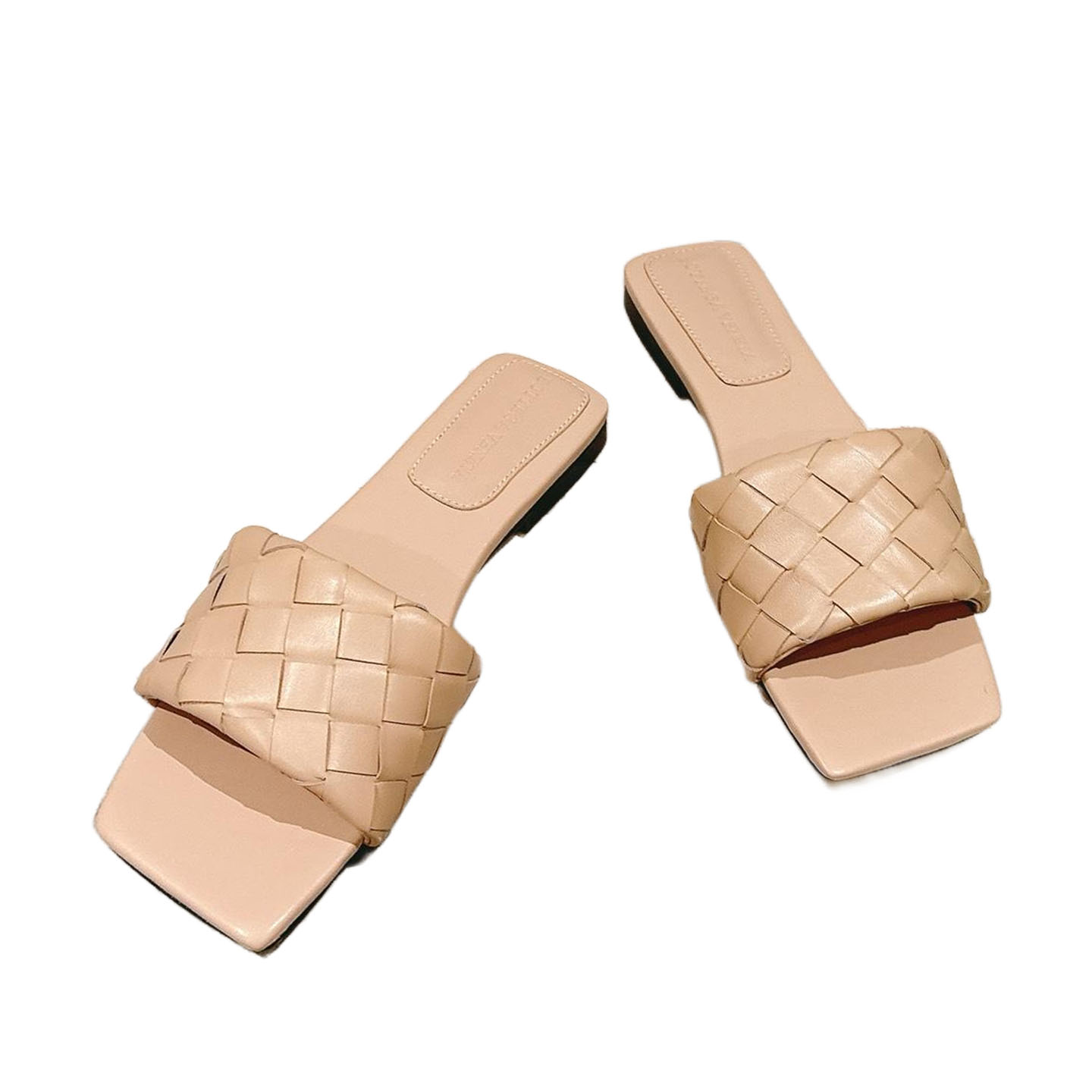 Bottega Veneta Parco Mule In Nude Intrecciato Leather Flat Mule Sandal