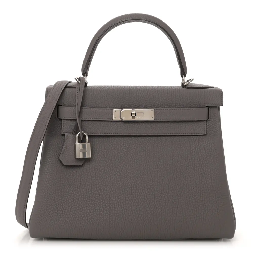 Hermès Kelly Retourne 28 Etain Togo Leather Palladium Hardware
