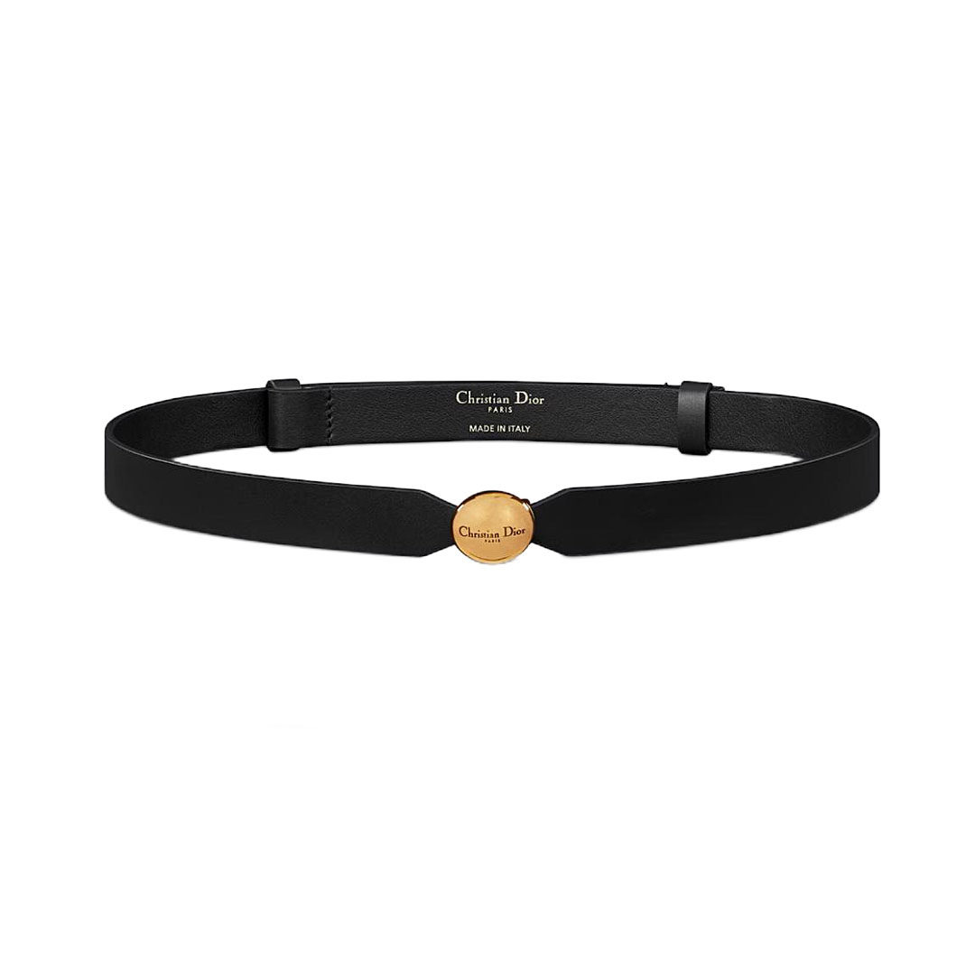 Dior Women' s 30 Montaigne CD Belt In Black Calfskin With Gold Hardware 30mm One Size