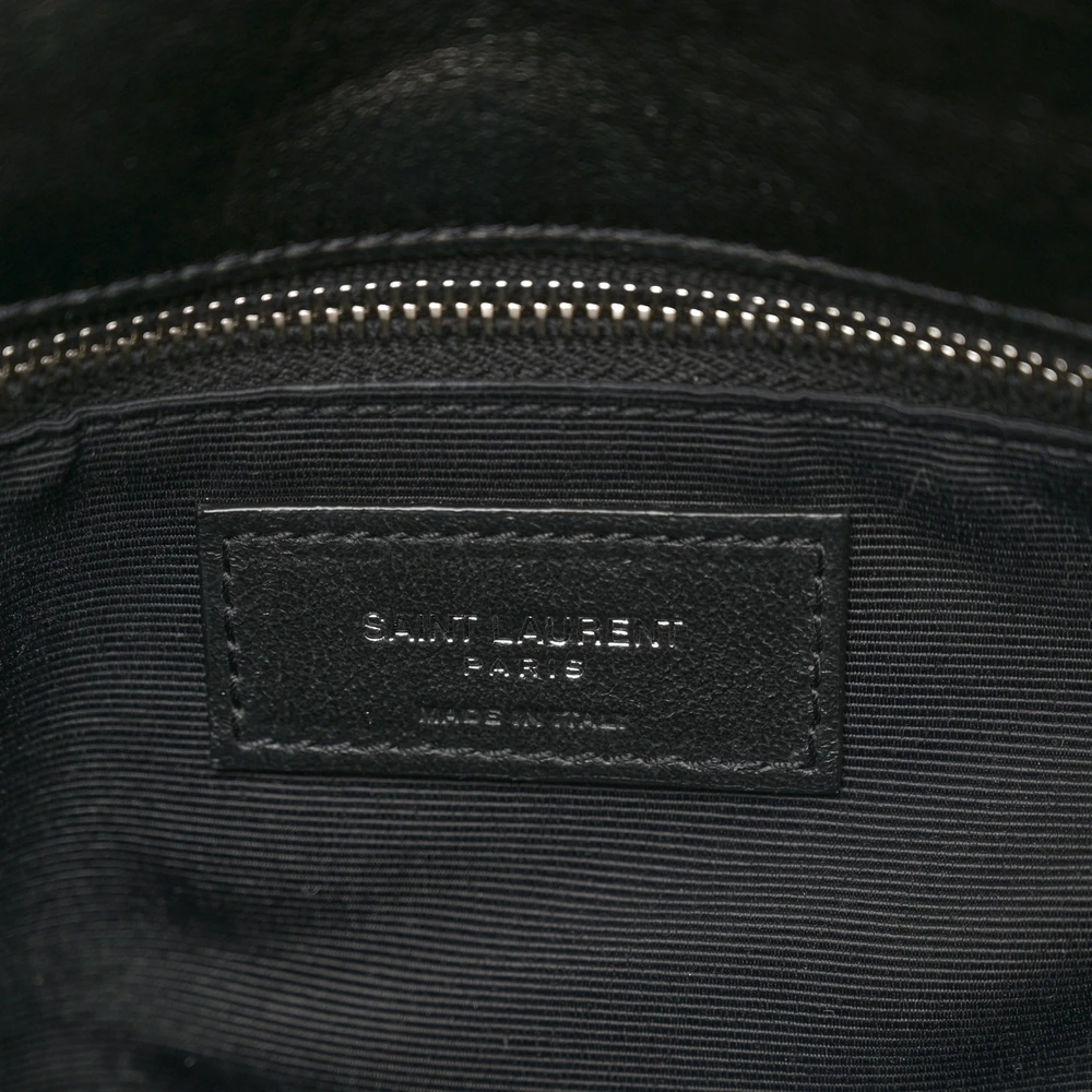 Saint Laurent Small Loulou Chain Satchel Black Quilted Puffer Monogram Lambskin Leather Silver Hardware