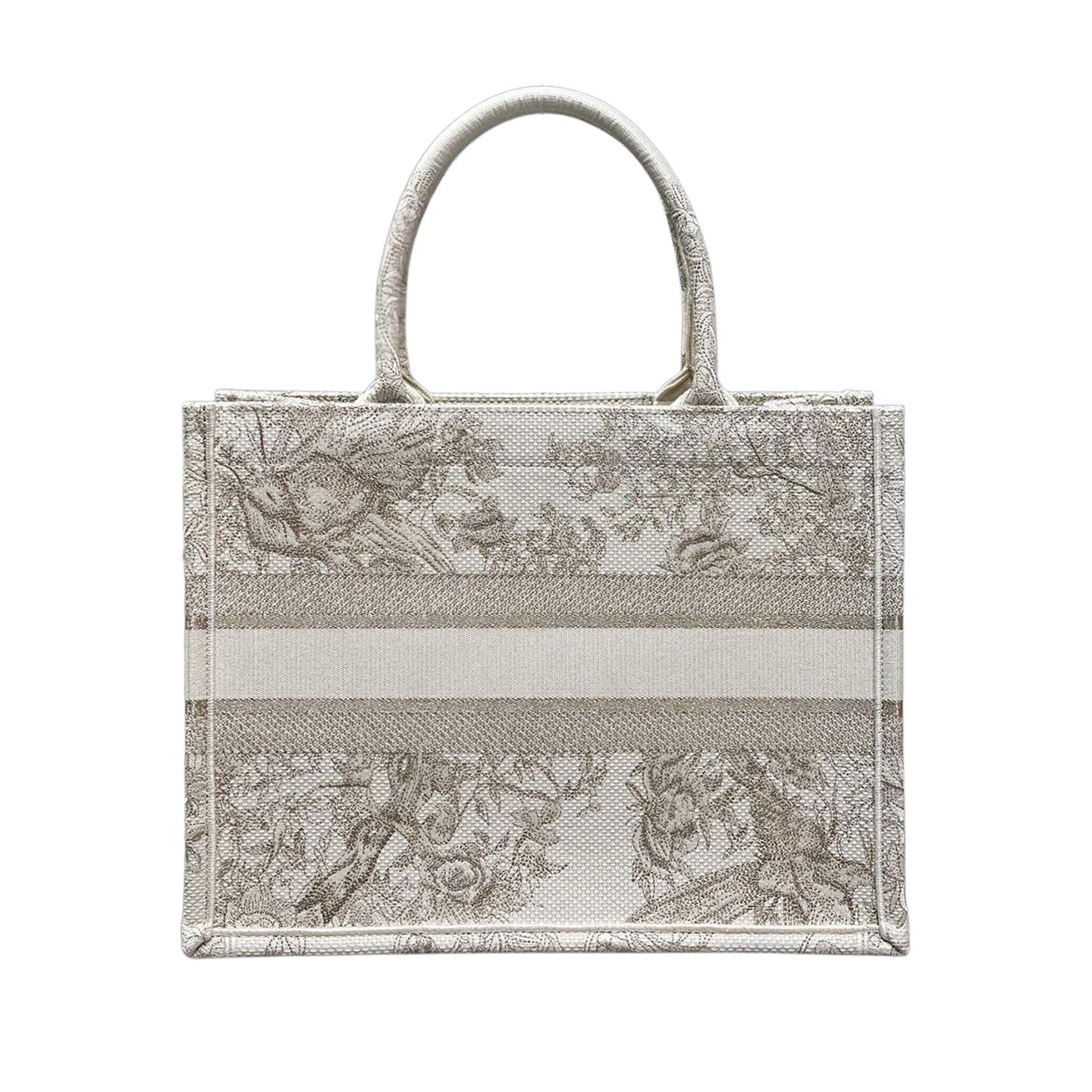 Dior Medium Dior Book Tote In Golden Magpie Embroidered Canvas