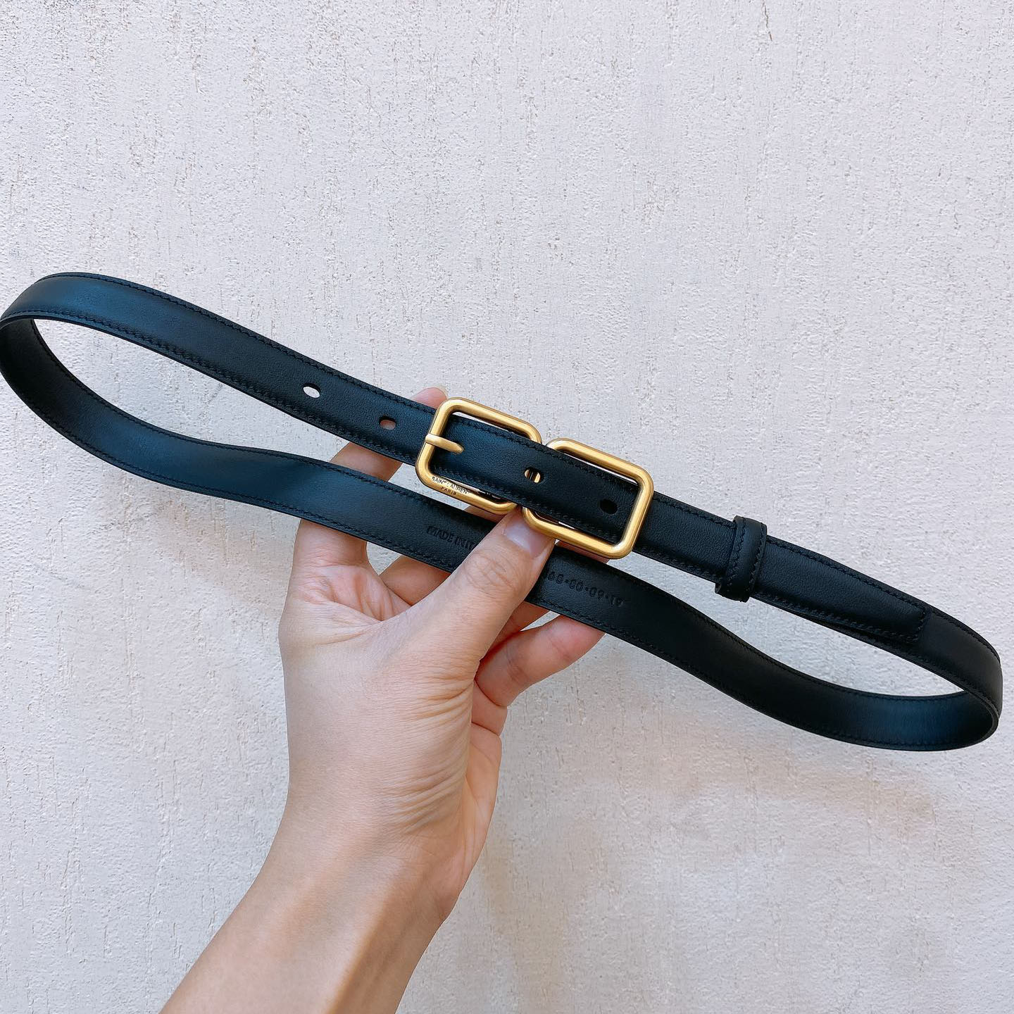 Saint Laurent Double Frame Buckle Belt In Black/Brown/Beige/White Calfskin With Gold Hardware 20mm
