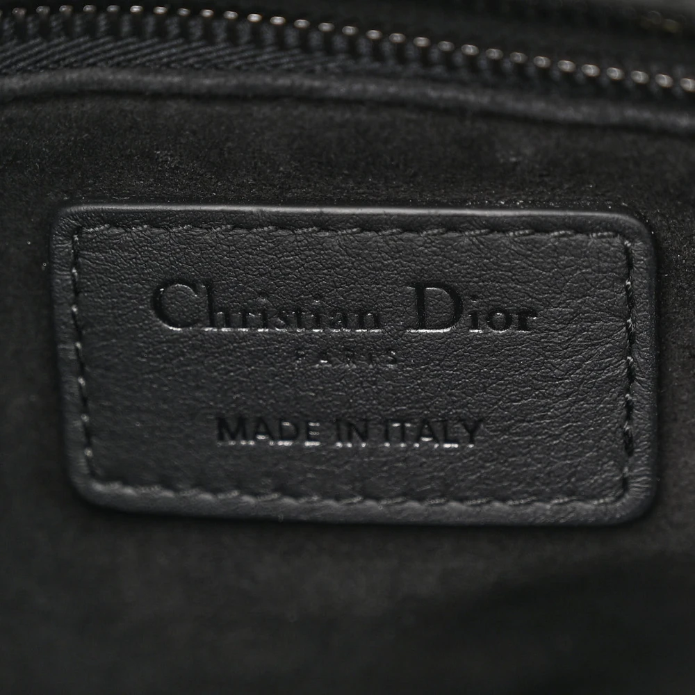 Dior Medium Lady Dior Black Ultra Matte Cannage Calfskin Leather Matte Black Hardware