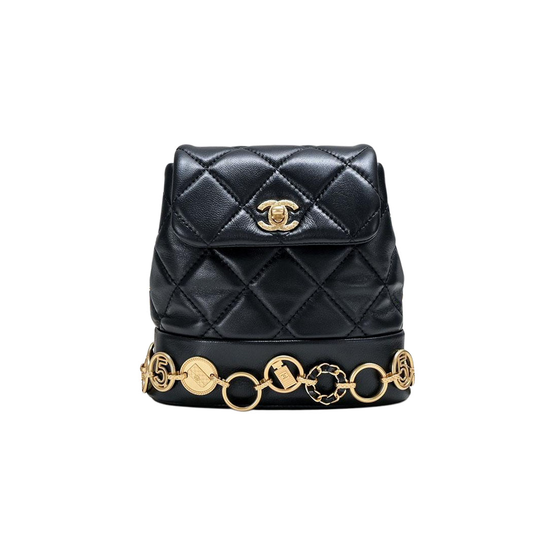 Chanel Black / White / Red / Pink Quilted Lambskin Leather Backpacks