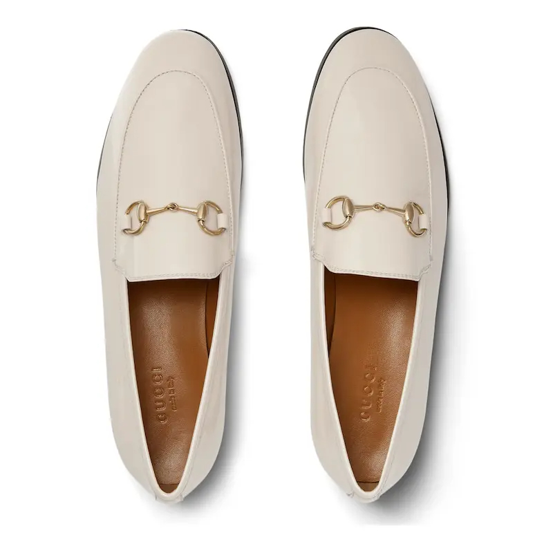 Gucci white patent leather loafers