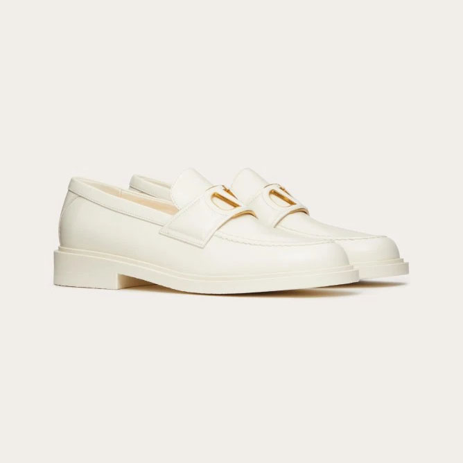 VALENTINO White ladies calf leather loafers
