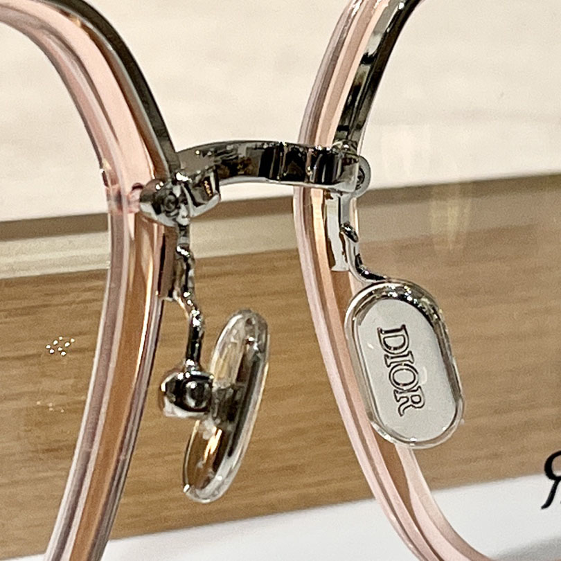 DIOR square transparent frame glasses misty rose/silver/tawny Size 58-15-145