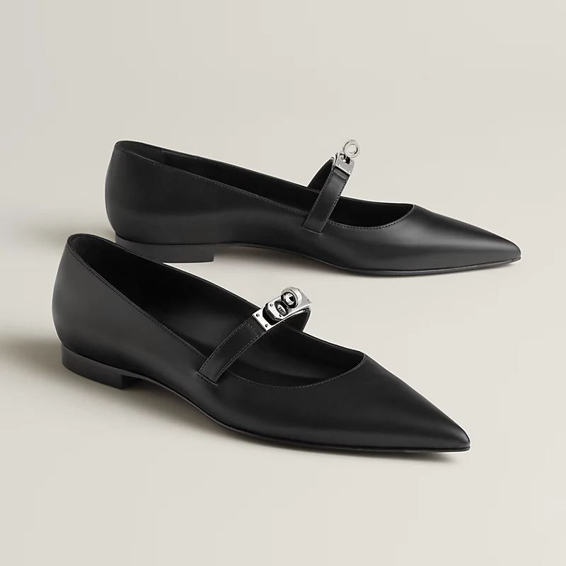 HERMES Kelly Black Ballet Shoes