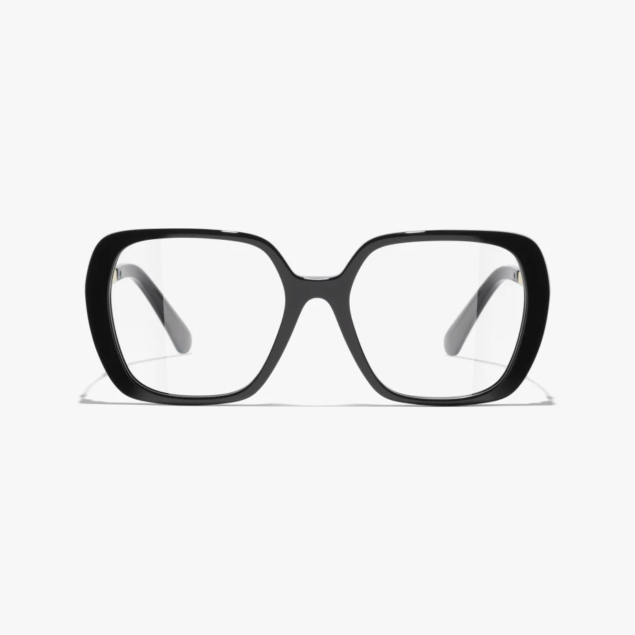 CHANEL square frame glasses black gold color size 54口18-145