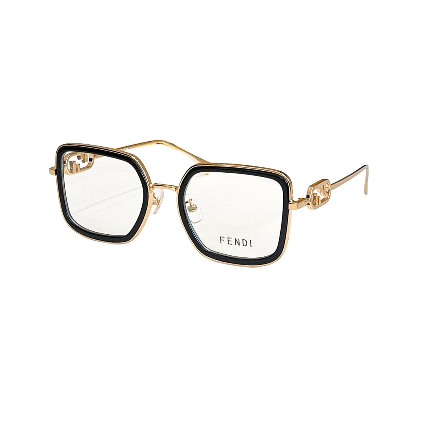 Fendi square frame glasses silver/gold/red gold/green gold/leopard gold/brown leopard/eggplant/black silver/red brown/green/brown monogram color Size 55口19-145