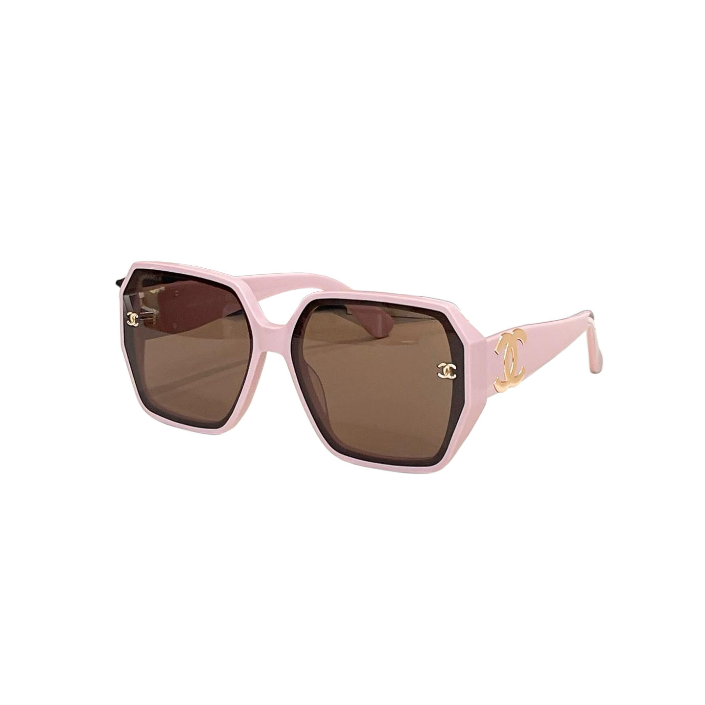 CHANEL square frame glasses pink brown color size 52口22-140