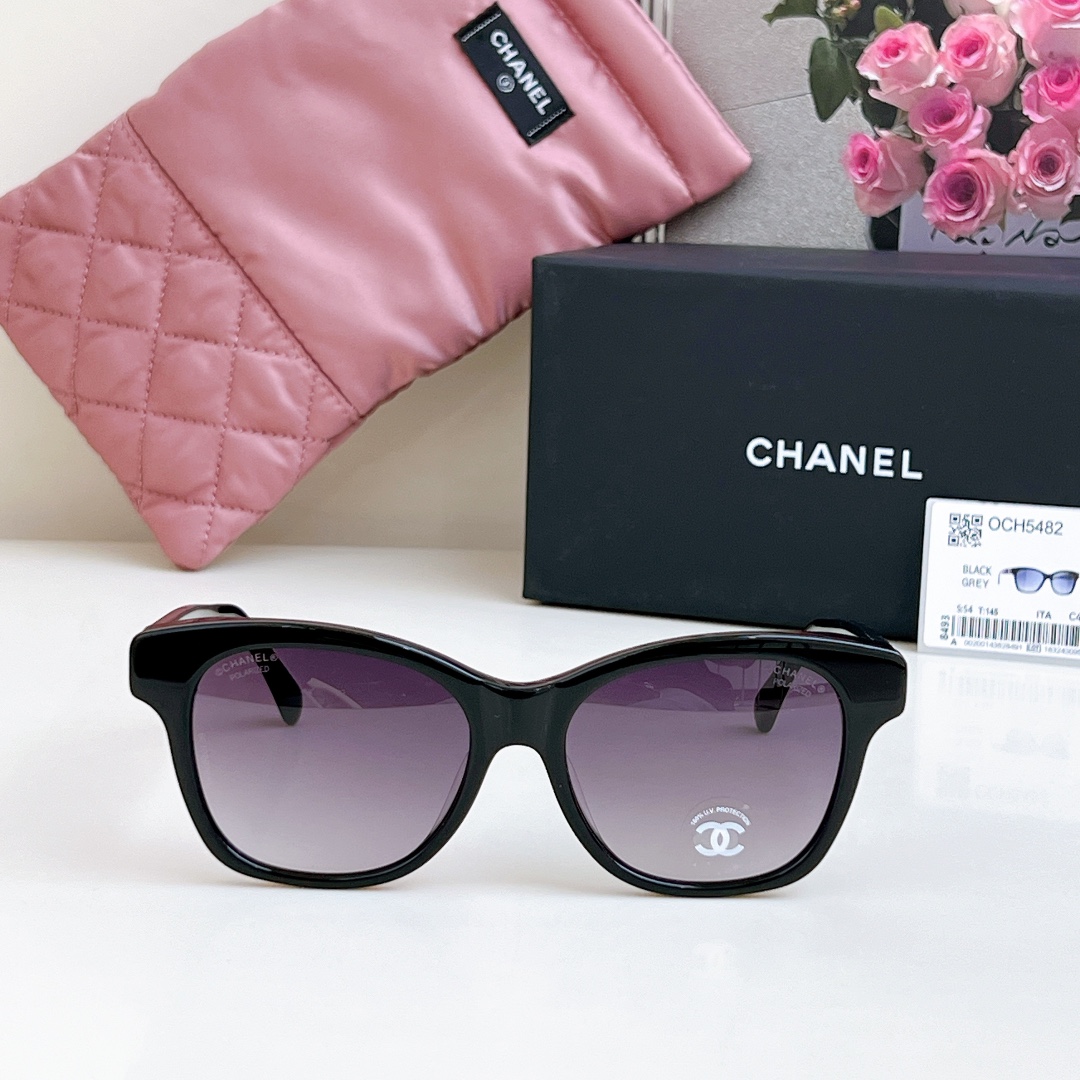 CHANEL square frame pearl glasses black purple color SIZE 54-17-140