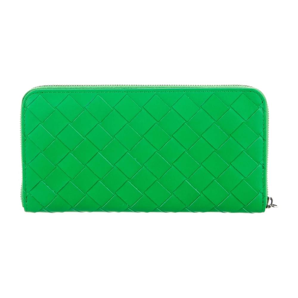 Bottega Veneta Large Continental Wallet Green Nappa Leather Silver Hardware