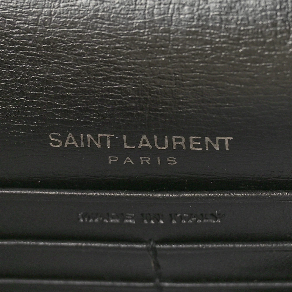 Saint Laurent Small Sunset Chain Wallet Black Monogram Calfskin Leather Black Hardware