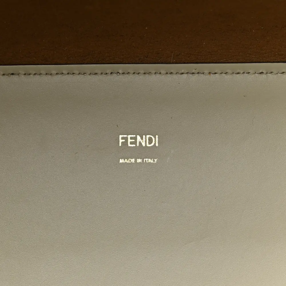 Fendi Medium Logo Embossed Sunshine Shopper Tote Green Tea King Vitello Leather & Plexiglass Gold Hardware
