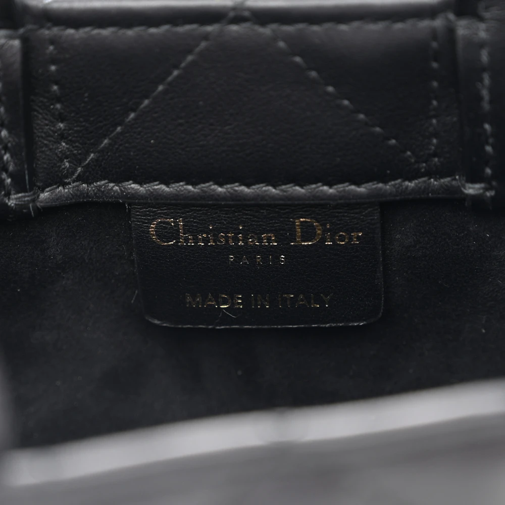 Dior Mini Book Tote Black Macrocannage Calfskin Leather Light Gold Hardware