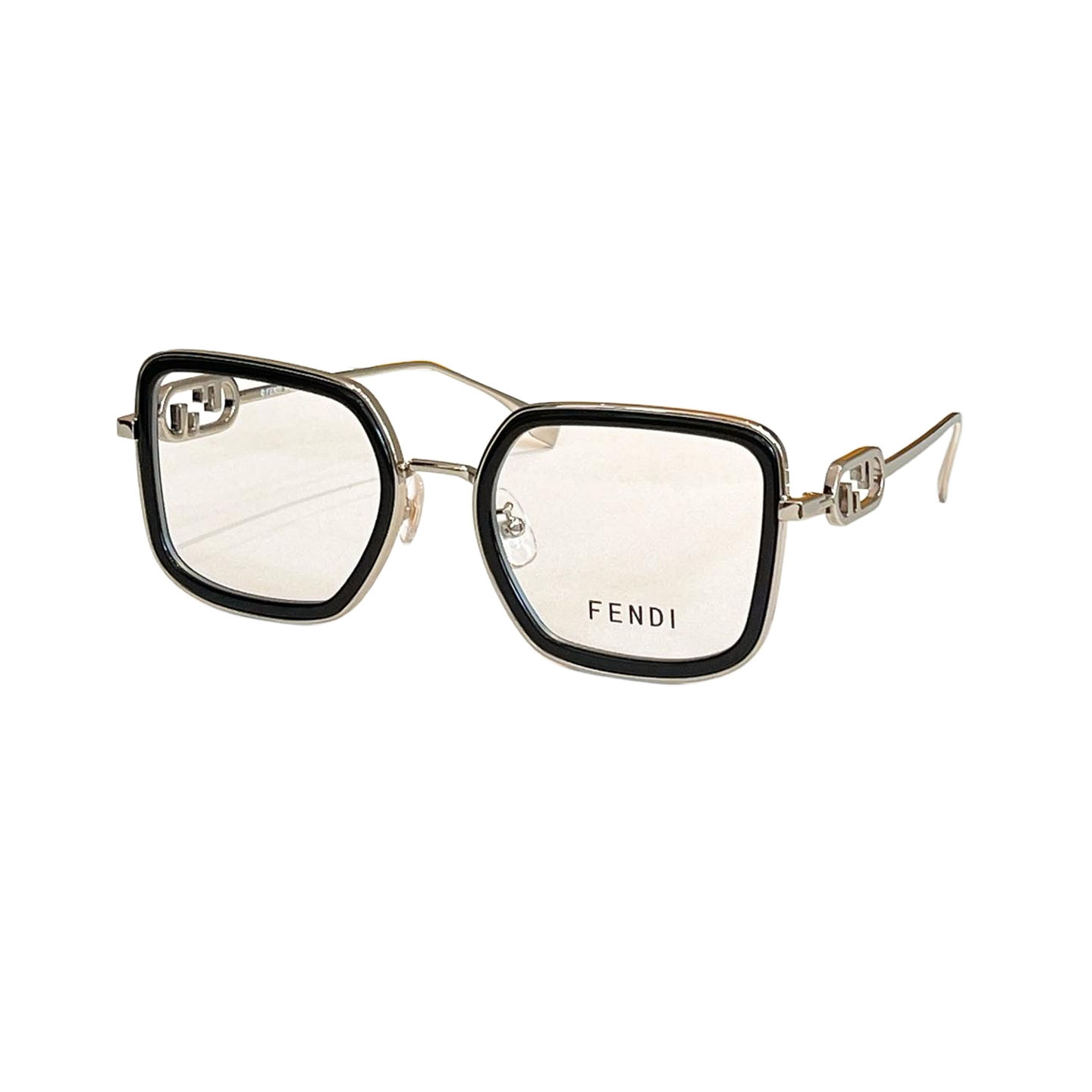 Fendi square frame glasses silver/gold/red gold/green gold/leopard gold/brown leopard/eggplant/black silver/red brown/green/brown monogram color Size 55口19-145
