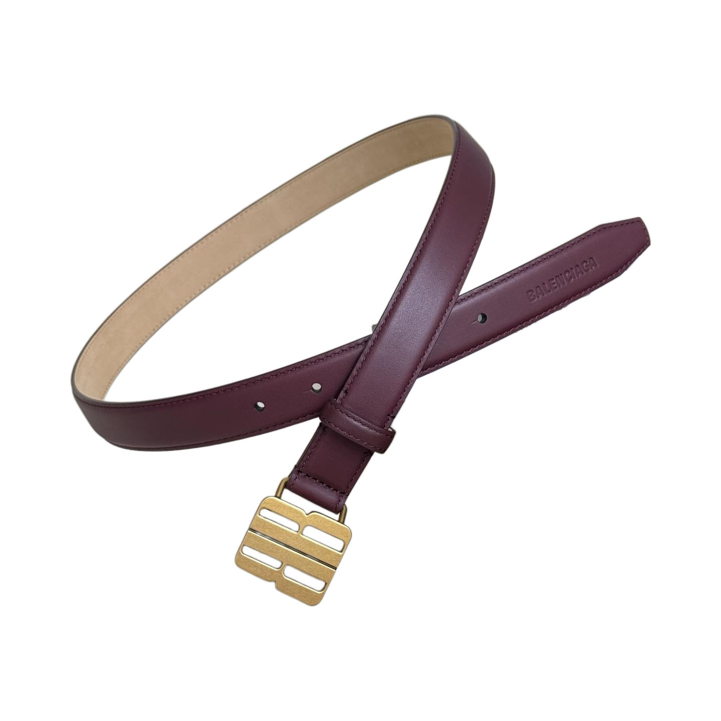 Balenciaga Women's Nano Belt In Red/Black Smooth Calfskin With Gold/Silver Hardware 25mm