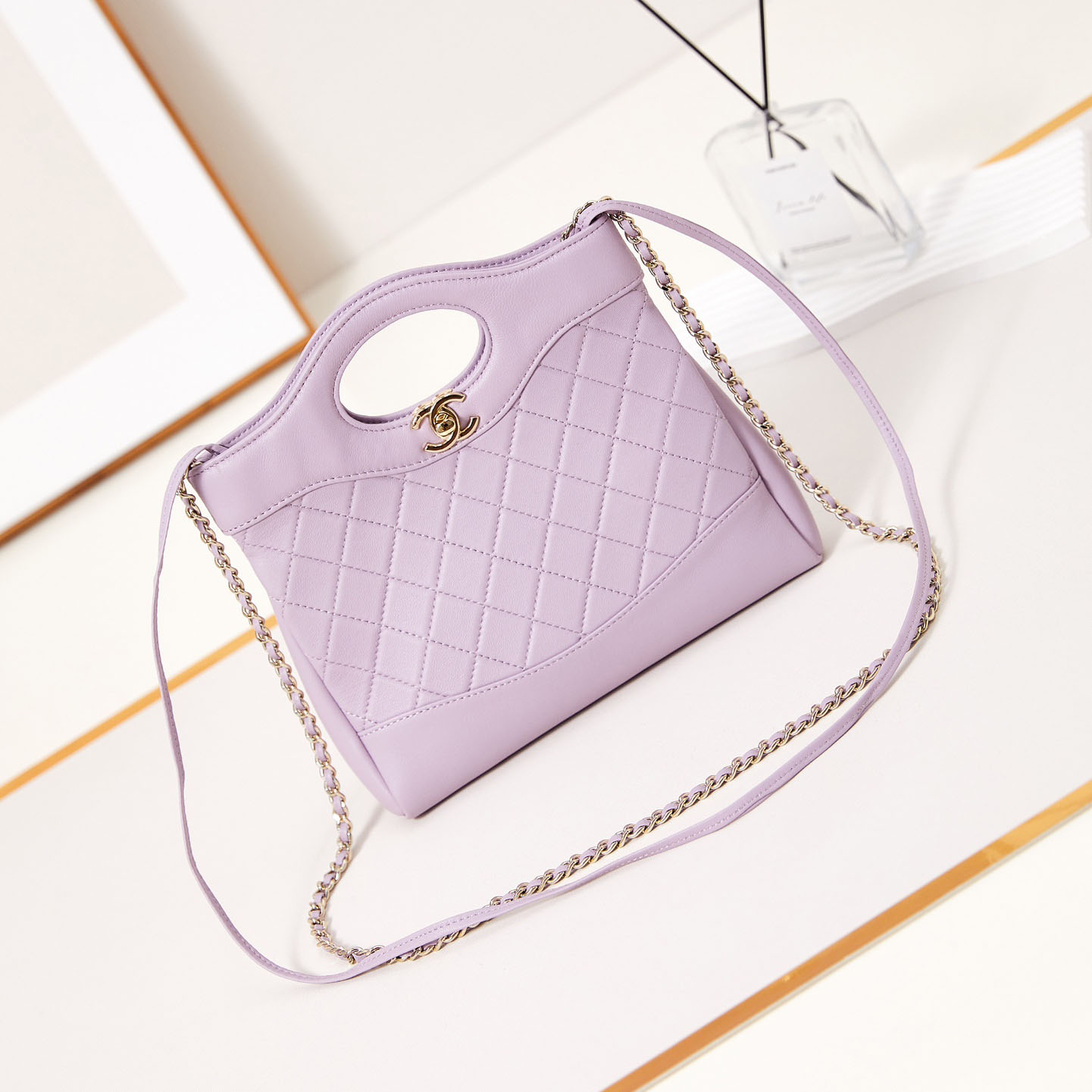 Chanel Oil Wax Leather Purple Crossbody Bags
