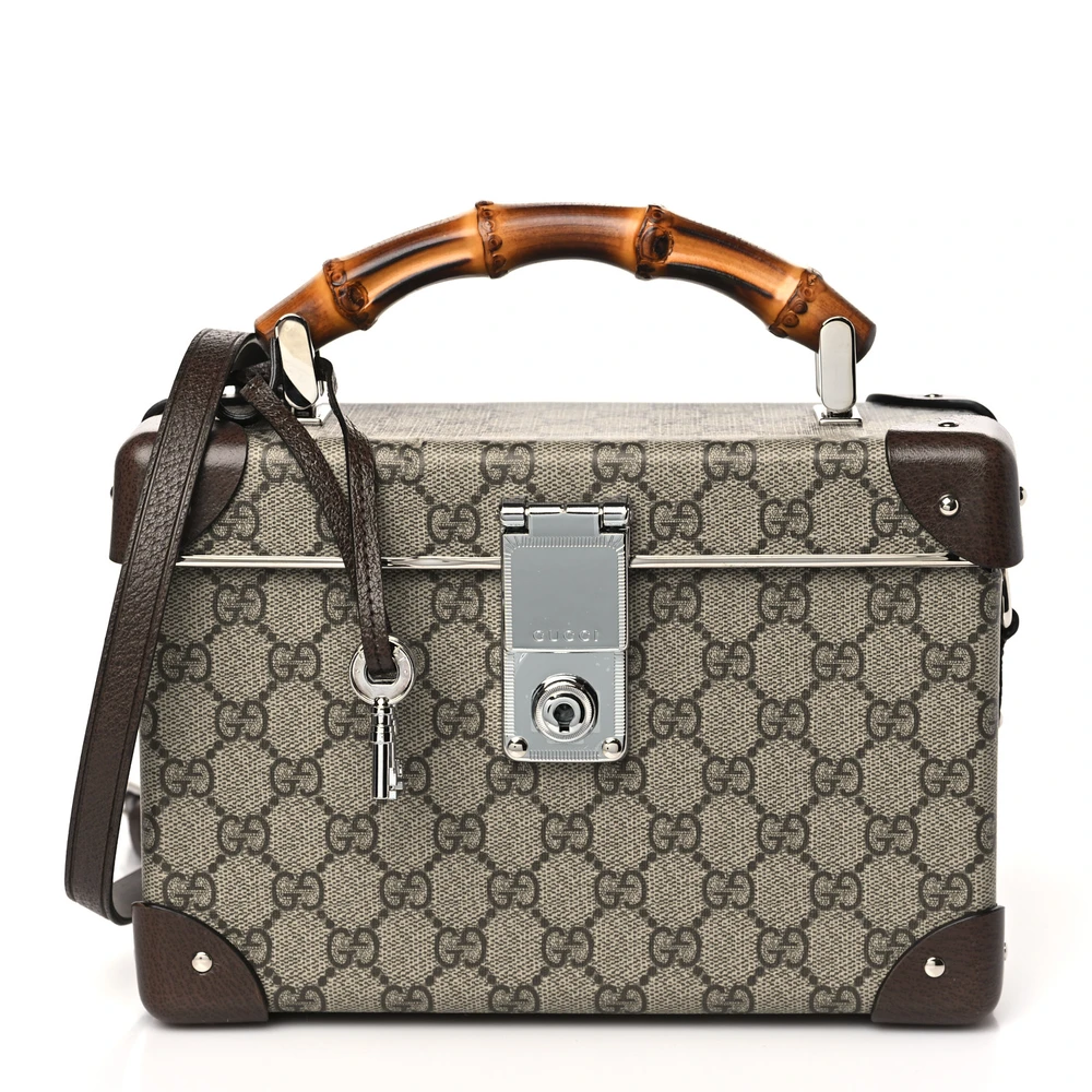 Gucci Medium Globe-Trotter Beauty Case Brown GG Supreme Monogram Canvas Silver Hardware