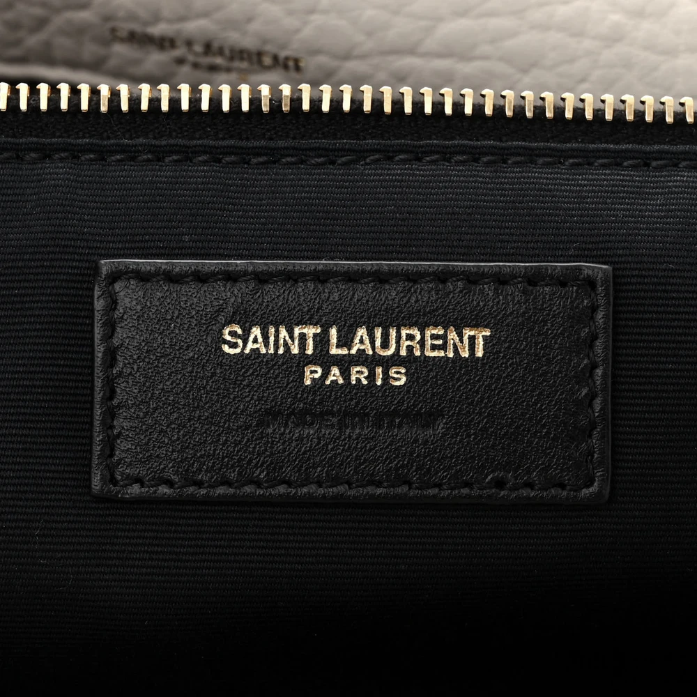 Saint Laurent Large Calypso Bag Blanc Vintage Grained Lambskin Leather Aged Gold Hardware