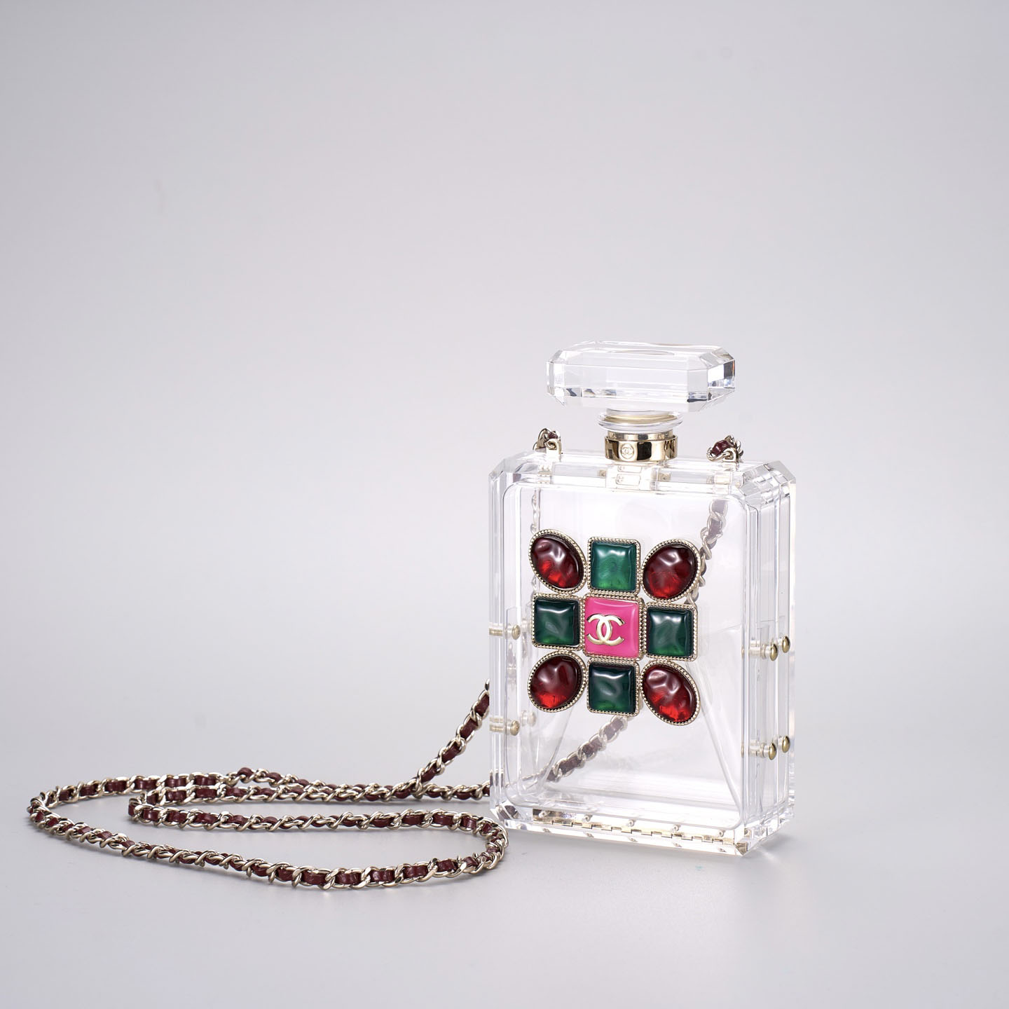 Chanel Transparent acrylic perfume bottle crossbody bag