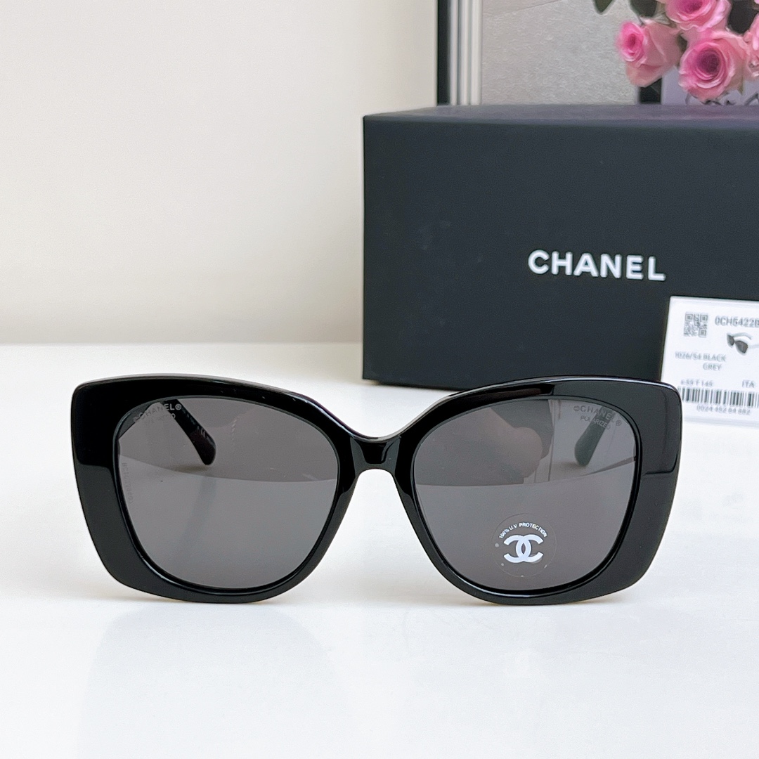 CHANEL glasses black white color size 53口17-145