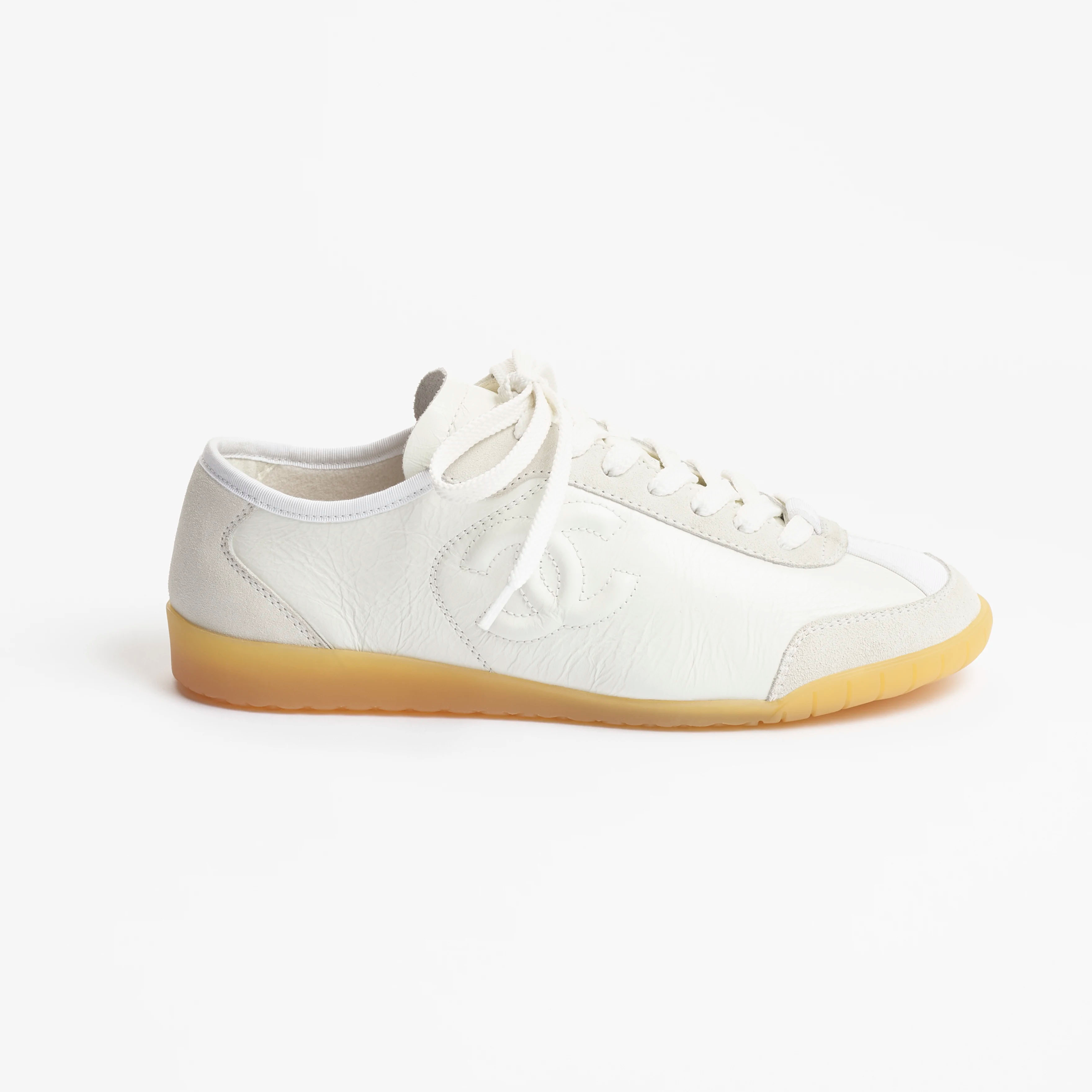 White calfskin and suede Chanel Sneakers