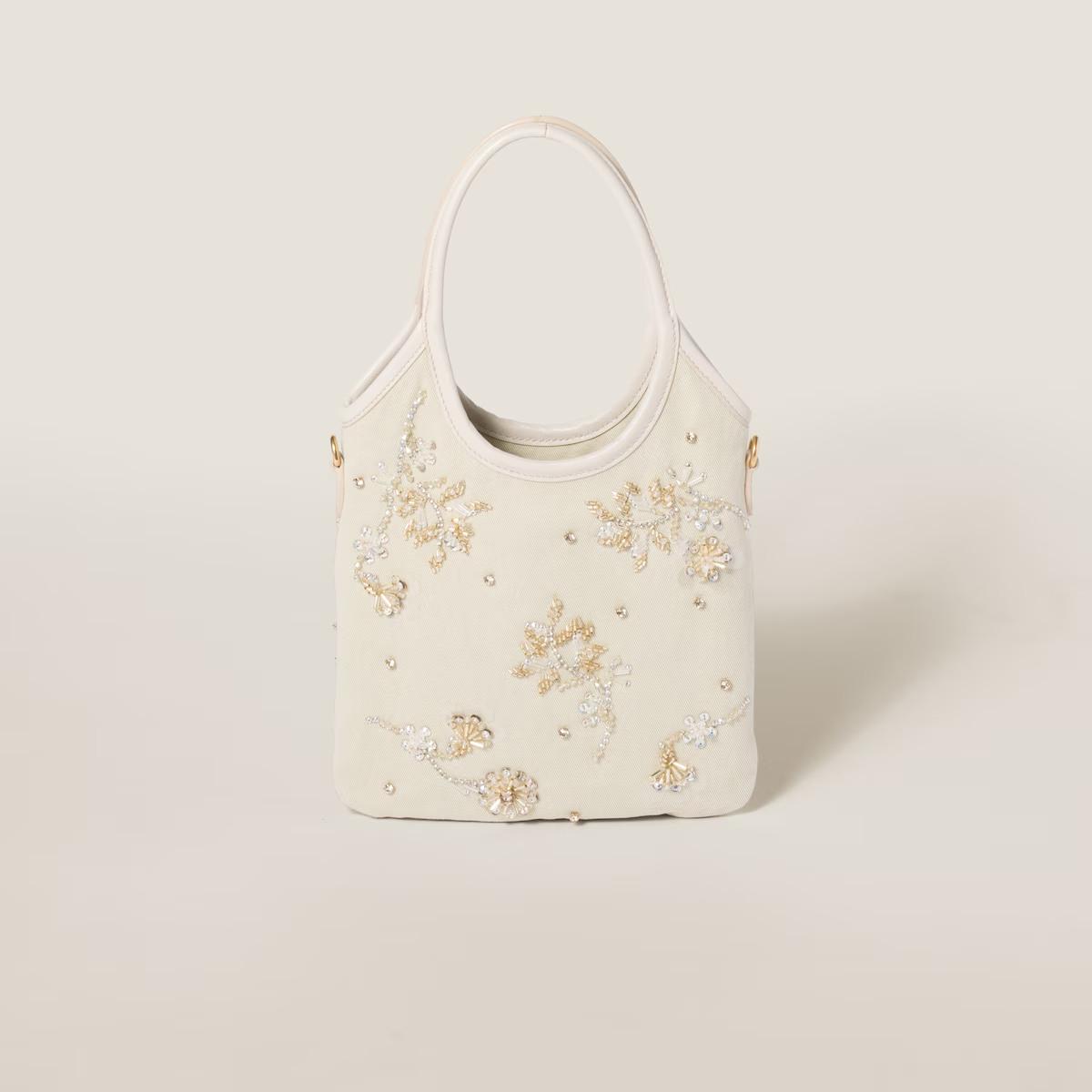 Miu Miu IVY Beaded embroidery white Shoulder Bags