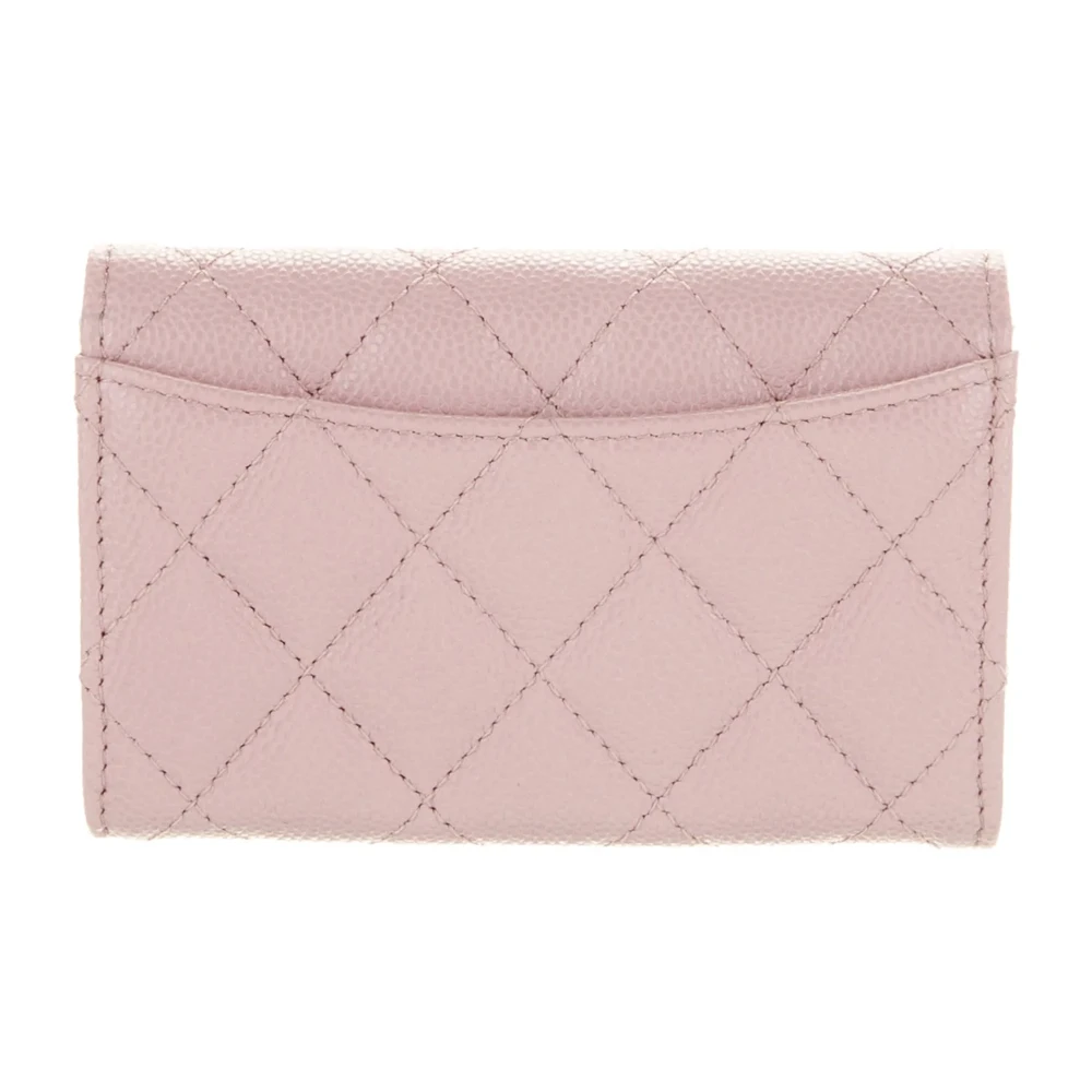 Chanel Small Interlocking CC Logo Compact Wallet Pink Quilted Leather Silver Hardware