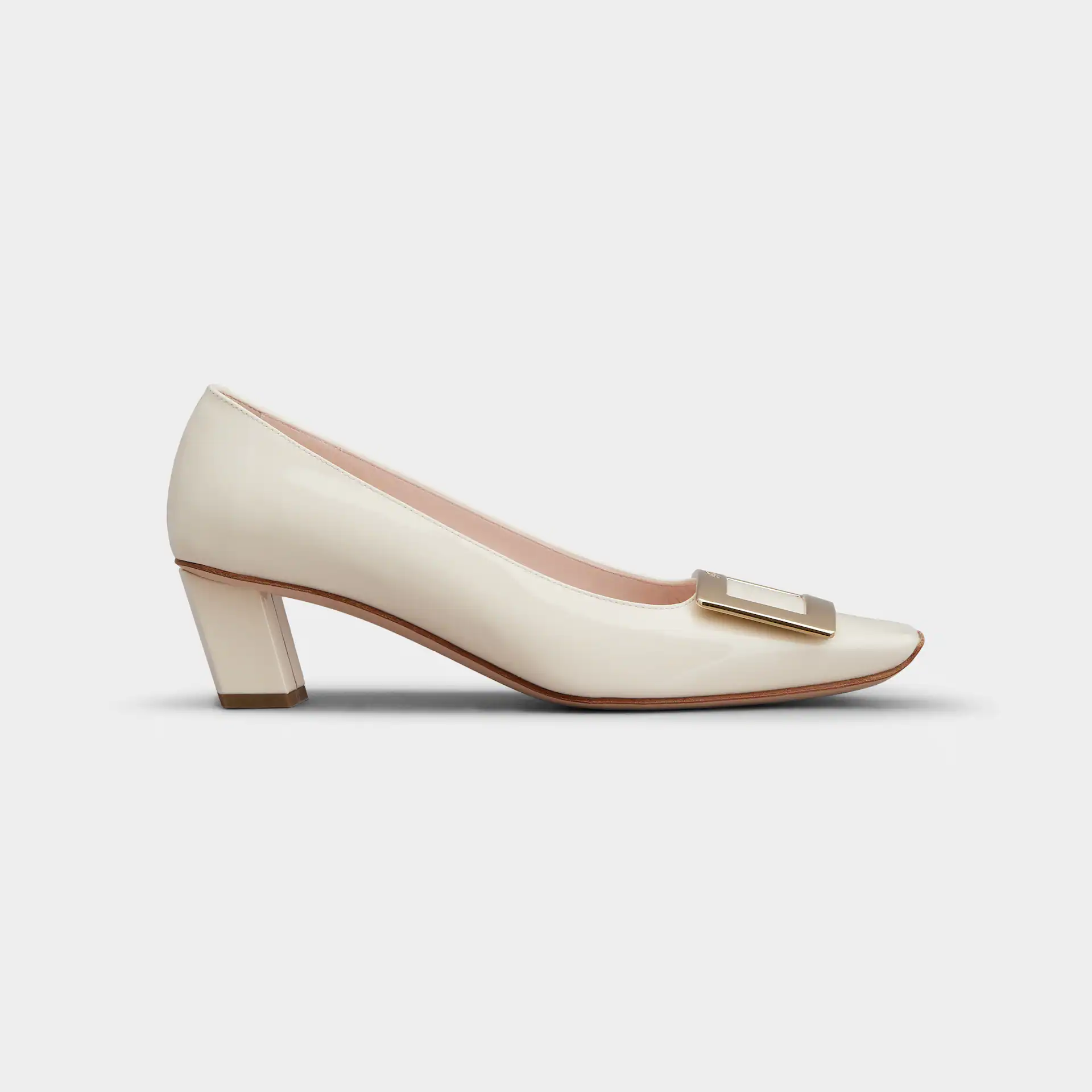 Roger Vivier Belle Vivier Pumps High Heels In White Calfskin Leather With Metal Buckle (Heel Height 4.5cm)
